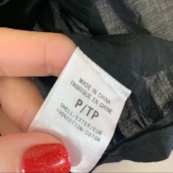 Theory Black Sheer Pintuck Keyhole Long Sleeve Top - Picture 3 of 5